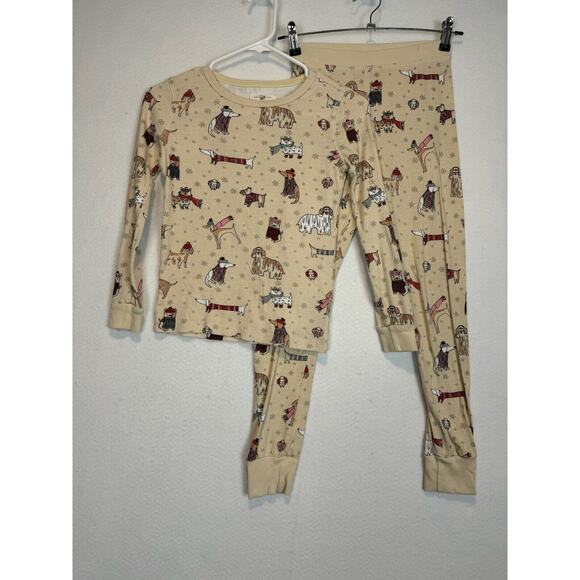 J Crew Crewcuts Pajama Set Size 10 Winter Dogs Long Sleeve - Picture 1 of 8